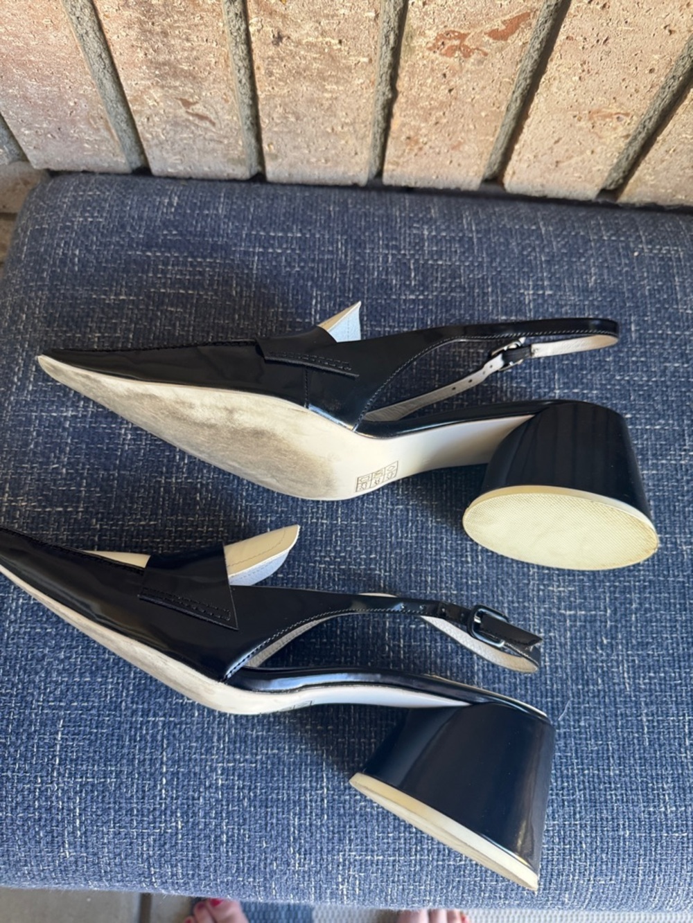 Jeffrey Campbell Black and White Pointed Slingback Heels - Picture 4 of 5